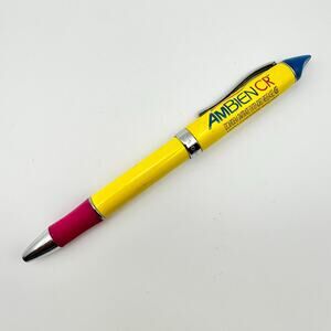 Ambien Drug Rep Collectible Heavy Metal Pharmaceutical Pen RARE Yellow Red Blue